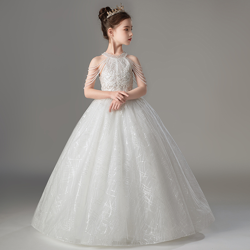 儿童礼服高端女童公主裙生日花童婚纱小女孩主持人走秀钢琴演出服