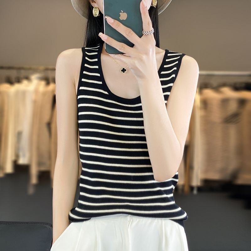 大码女装条纹吊带背心女夏内搭2024新款修身显瘦针织打底无袖上衣,女装/女士精品,大码内搭,淘宝优惠券,粉丝福利购,淘宝优惠卷