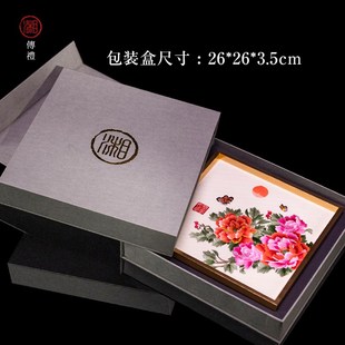 铝合金黑框架无玻璃纯手工双面绣立体展示小挂画 湘传礼湘绣新中式