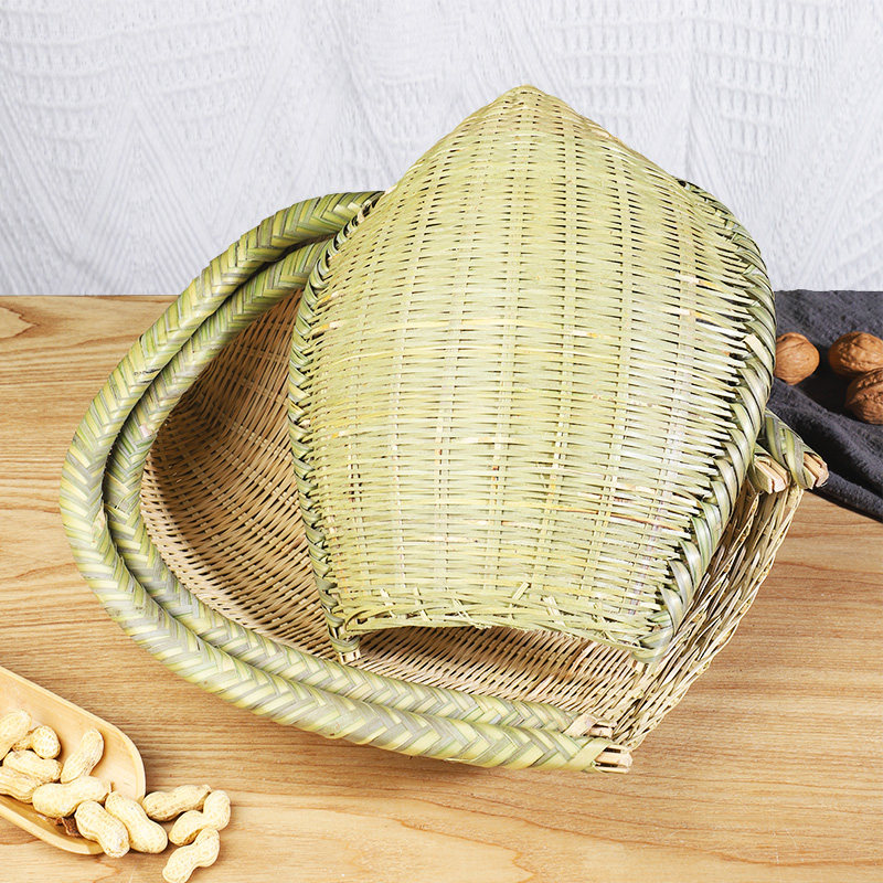 竹编筲箕簸箕竹筛竹制品淘米洗菜沥水晾晒收纳篮子火锅店饭店家用