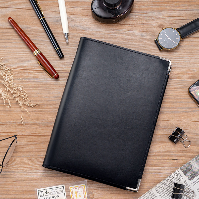 活页本软皮A4活页夹可拆卸9孔6孔皮面B5笔记本子定制封面可印LOGO