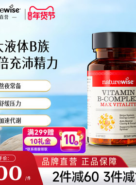 Naturewise液体维生素B族活性vb复合维生素b2b6b1叶酸成人非片