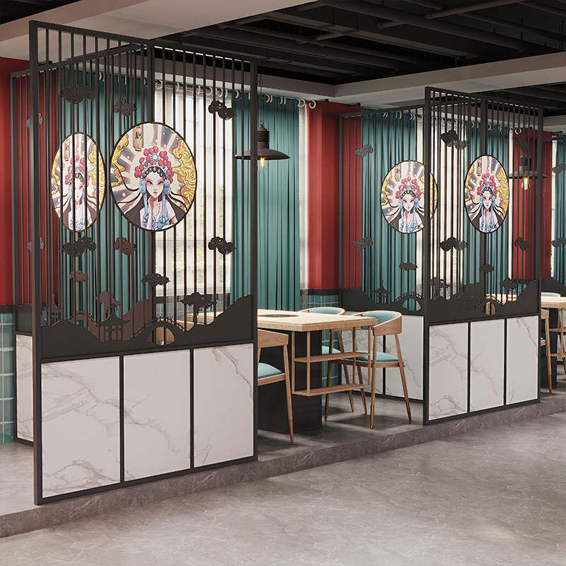 铁艺隔断屏风新中式火锅店烧烤店饭店包间包厢卡座围栏栅栏餐饮