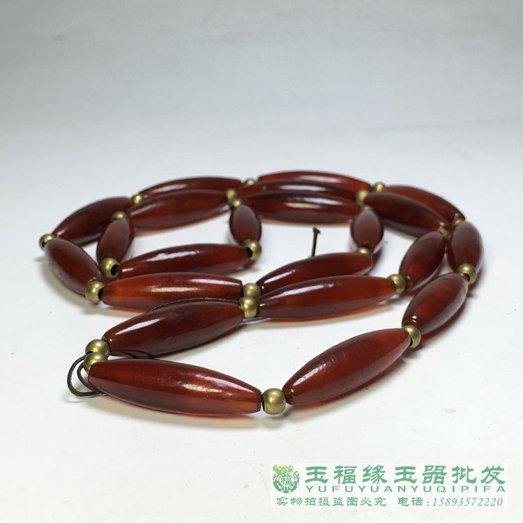 老珠子酒红玛瑙管珠手链辽金散珠古玉长勒子管珠玛瑙手串配饰包邮
