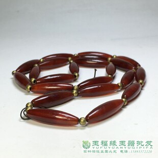 老珠子酒红玛瑙管珠手链辽金散珠古玉长勒子管珠玛瑙手串配饰包邮