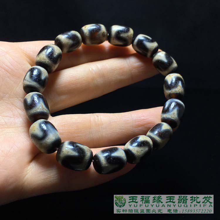 西藏天珠至纯虎牙手链包浆风化纹