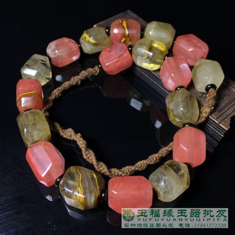 仿古老水晶桶珠纯天然多宝串标本