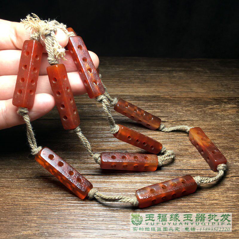LIAO 및 JIN 오래된 마노 중공 LUTONG LEZI 구슬 풍화 패턴 붉은 마노 닭 뼈 구슬 오래된 구슬 모조 오래된 튜브 구슬