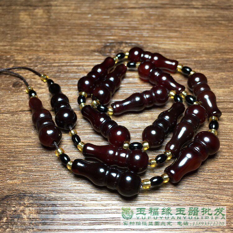 风化包浆老玛瑙小葫芦珠串酒红色老玛瑙花瓶珠文玩配饰珠子红项链