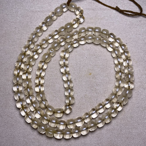 古玩天然老白水晶珠子收藏白水晶108颗桶珠苹果珠算盘扁珠老型珠