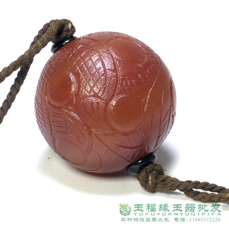 古玩杂项老顶戴花翎收藏原色老玛瑙手工雕刻大珠文玩搭配散珠单珠