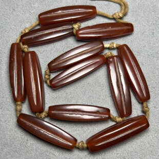 复古天然红玛瑙管珠唐管西亚四棱橘红玛瑙勒子手链项链手串配件饰