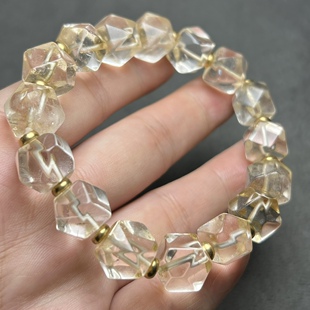 古玩收藏天然白水晶六棱珠糖八棱珠勒子管珠手链高古玉石水晶手串