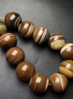 辽金老玛瑙珠子咖啡色天然缠丝玛瑙玛瑙隔片圆珠大孔包浆老玛瑙串