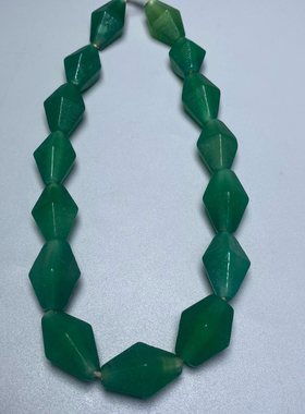 老包浆橘皮纹藏式绿玛瑙长多棱珠手作配珠手串顶珠隔珠项链配饰