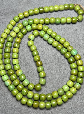 古玩老珠优化菜籽黄老绿松石算盘桶珠手链锁骨链松石老型散珠隔片