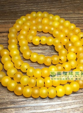 天然鸡油黄西周玛瑙风化桶片珠项链108颗佛珠念珠挂件算盘珠配饰