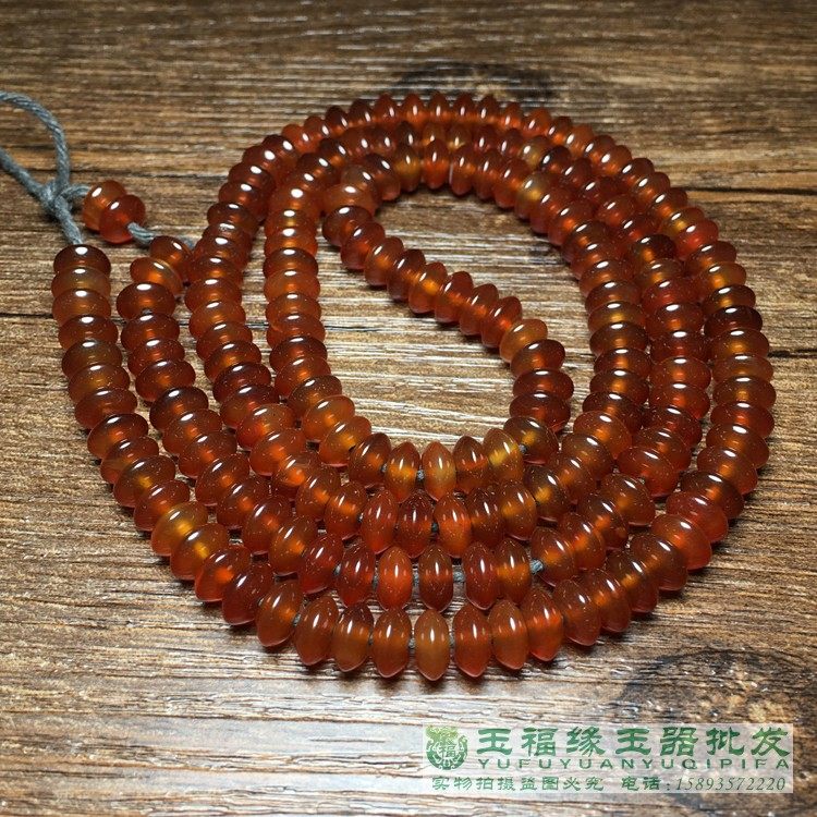 老玛瑙玉髓算盘珠串珠隔片