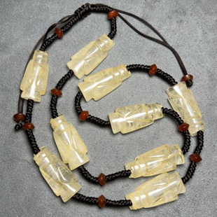 古玩老玉珠子天然水晶多棱珠白水晶勒子翁仲水晶长管多宝项链配珠