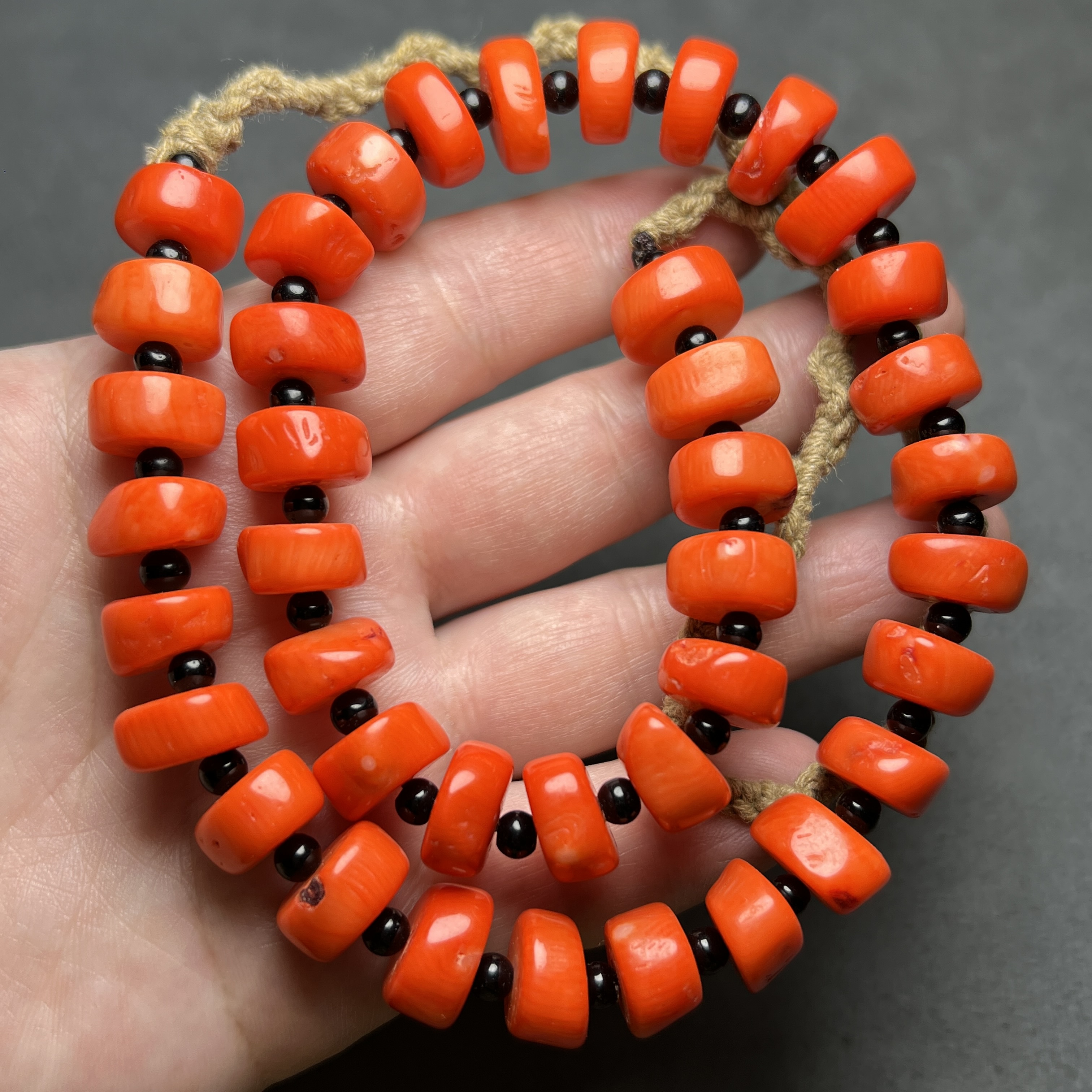 古玩收藏老料海竹有机宝石直切雪巴珠桶珠藏式老型车轮珠隔片项链