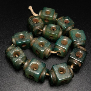 辽金老橘皮纹绿玛瑙镂空透雕路路通串民族风手链隔珠饰品文玩配饰