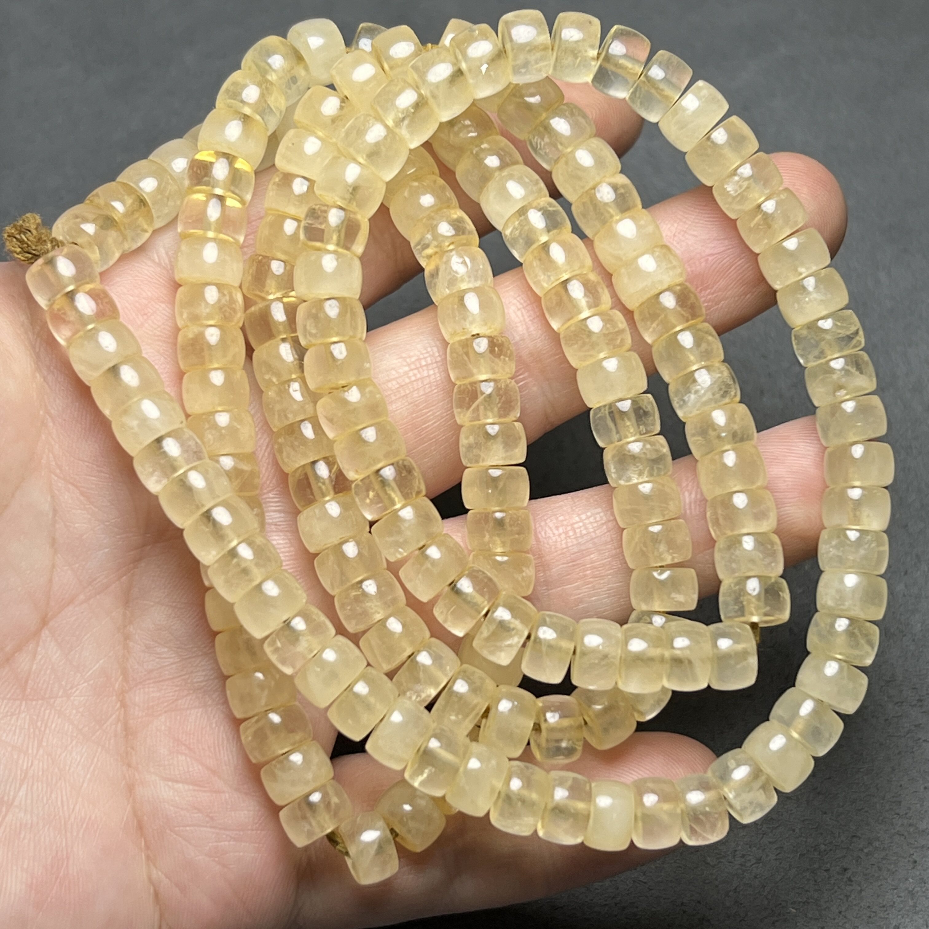 古玩天然白水晶原石老料直切桶珠药片珠车轮珠水晶老珠子手链配饰