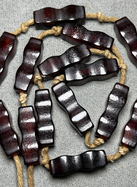 古玩老珠子辽金老酒红老玛瑙竹节管子配饰配珠吊坠勒子项配饰串