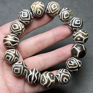 老木化石珠子木变石邦提克天珠配珠老工艺镶蚀木化石天珠多宝手链