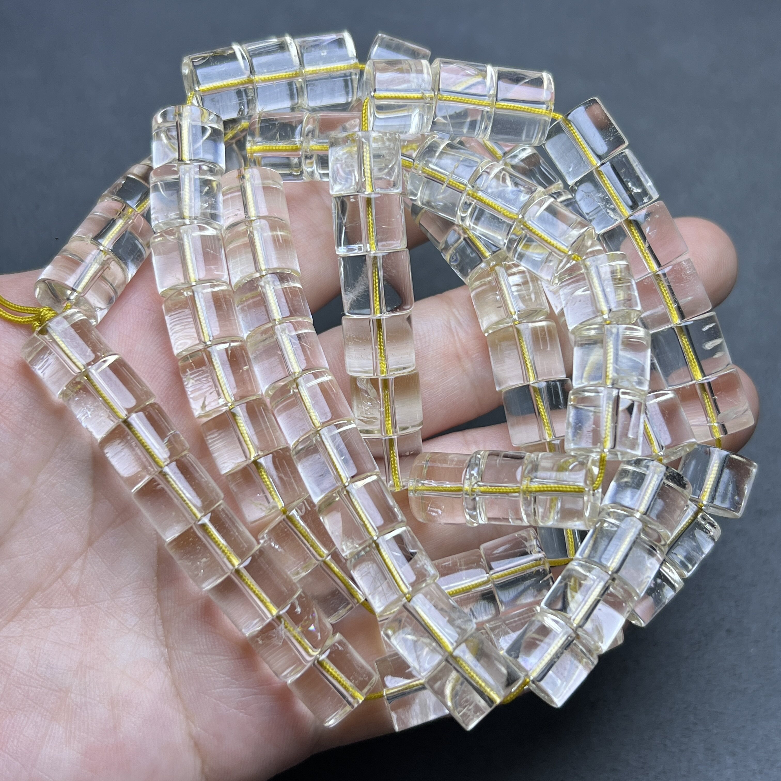 老水晶珠子天然白水晶净体直切剁珠隔珠中式穿珠手链项链配饰散珠