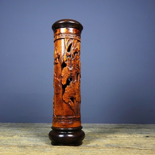 古董古玩收藏佳品香具缕空手工雕刻老木器熏香桶古玩杂项老物件