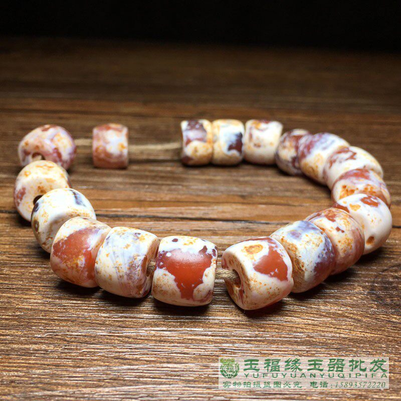 古玩古董玉石收藏藏区回流老包浆鸡骨白老玛瑙车轮珠串算盘珠配珠