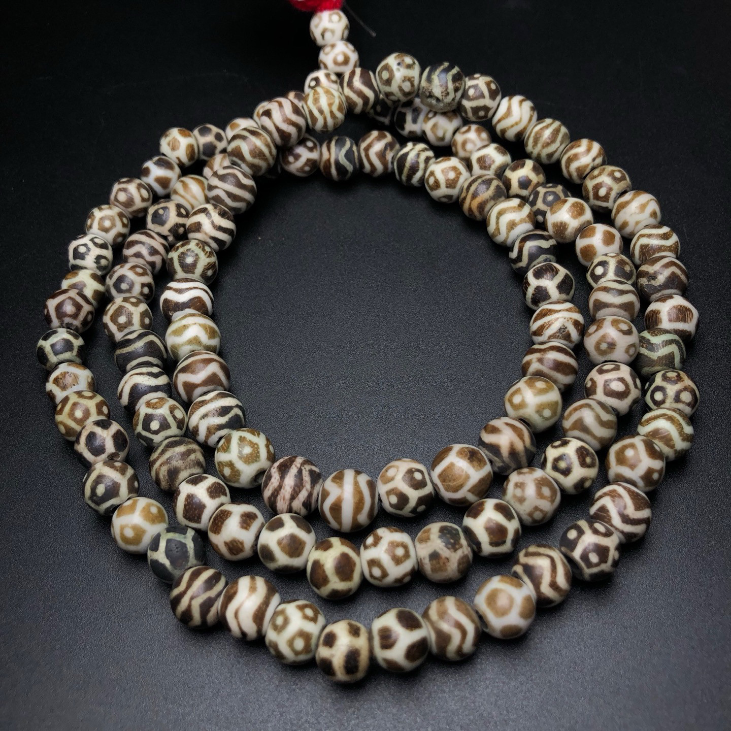 缅甸邦提克木化石天珠蛋白石树化玉邦提克天珠圆珠108粒手串配饰