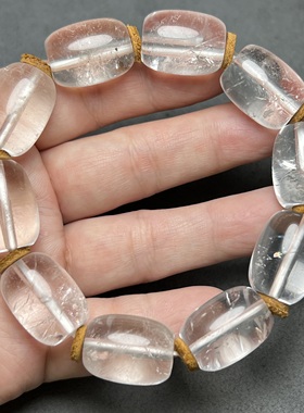 文玩老水晶手串老白水晶随形西亚复古白水晶饰品冰透水晶桶珠手串