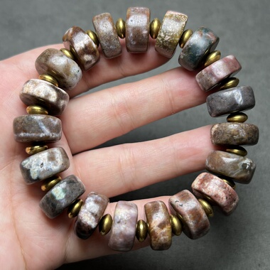 玛瑙象雄镶蚀天珠手串切片塔珠隔片风化朱砂点天珠药片手串手链