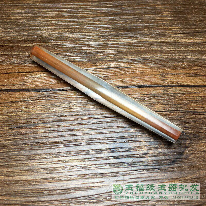 管琉璃老面白珠子切六棱辽珠老子吊坠项链竹古玩金节勒配饰长杂项