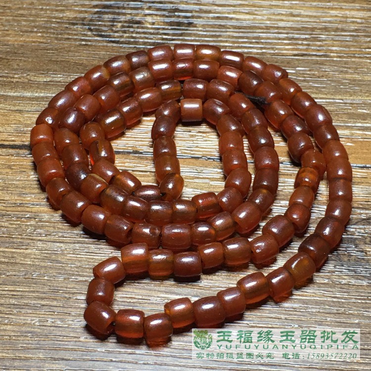 108颗西周红老玛瑙小号佛珠念珠珠串手串古玉老玉玉器收藏老珠子