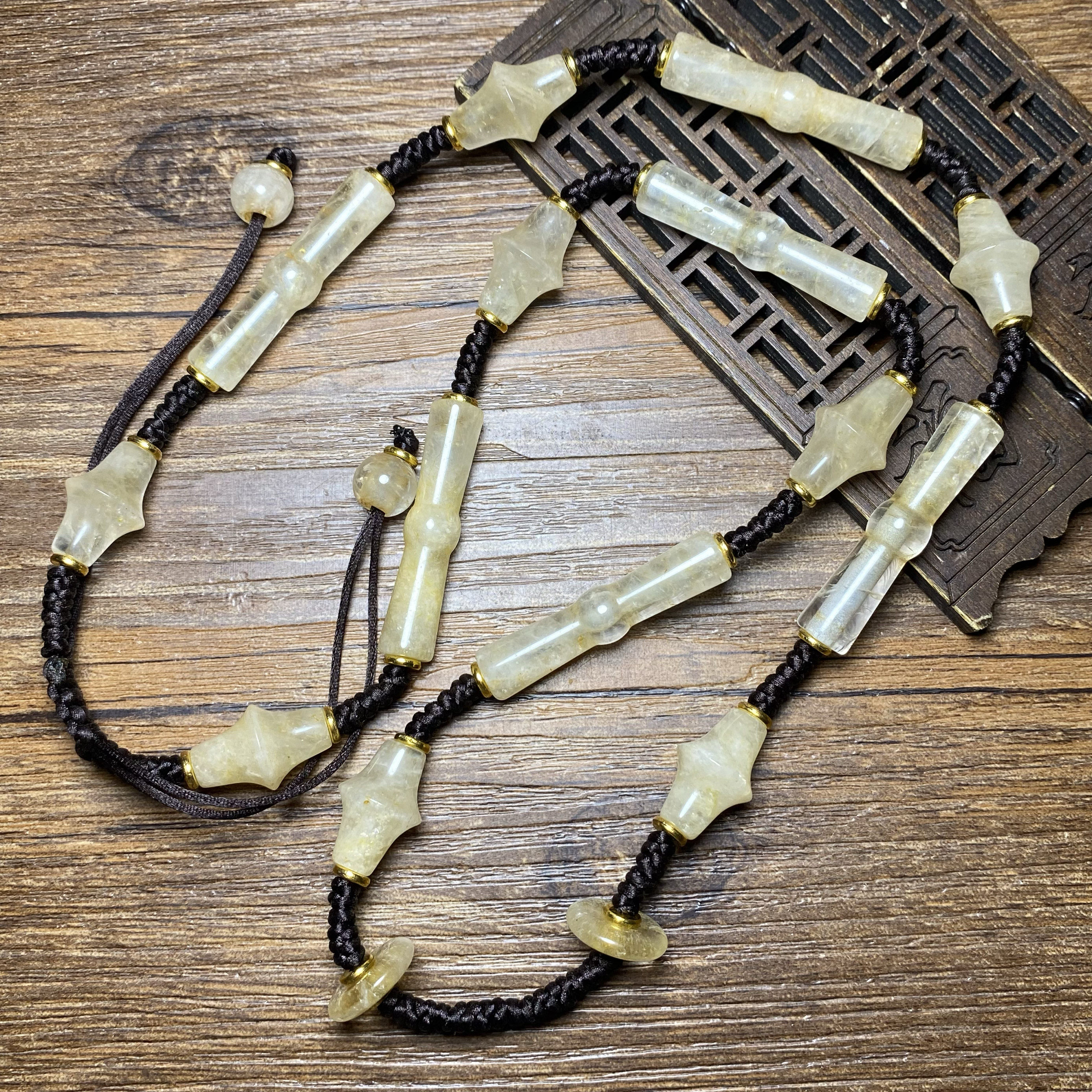 尼泊尔老水晶多棱珠白水晶勒子水晶长管老珠子散珠项链配珠