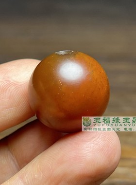 文玩古珠老气高油包浆开片沁黄色老玛瑙20圆珠子吊坠多宝配饰腰珠