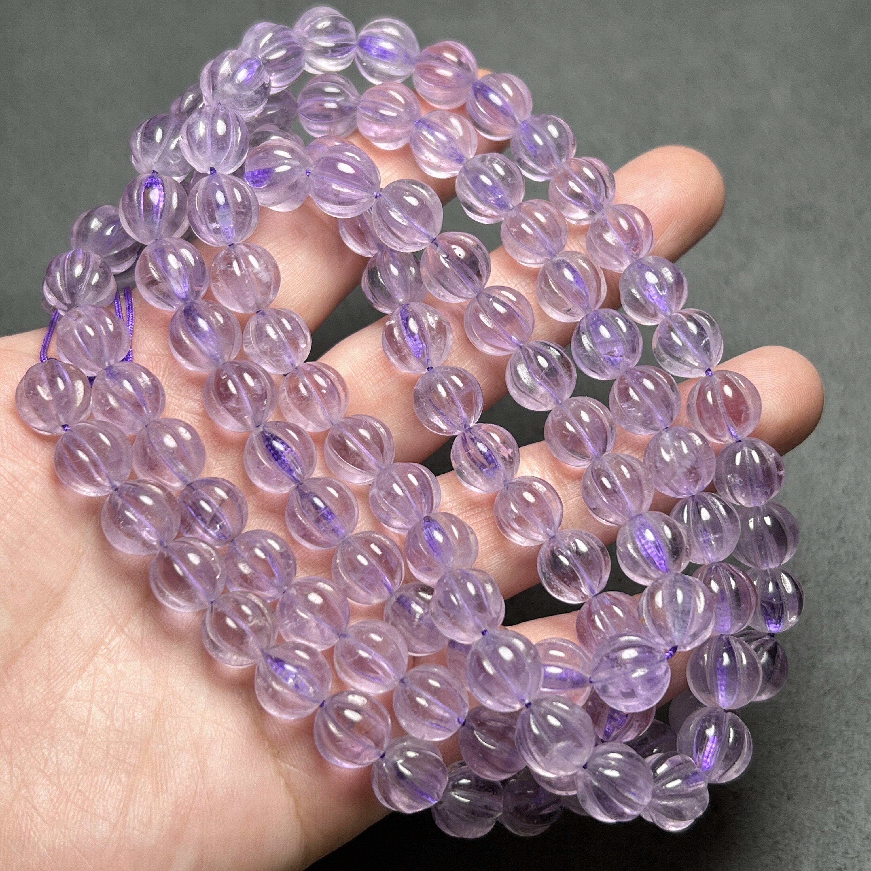 尼泊尔喜马拉雅老紫水晶佛珠项链老紫水晶瓜珠108颗链珠水晶饰品