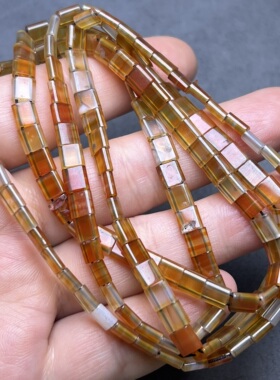 老玛瑙长管珠项链油光渐变双排管老珠细勒子手串配珠散珠手链长串