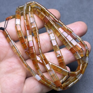 老玛瑙长管珠项链油光渐变双排管老珠细勒子手串配珠散珠手链长串