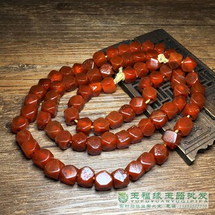 大孔老玛瑙珠子风化吉祥红老唐八棱珠串散珠串DIY配饰手串手链