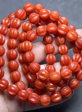 古玩收藏精手工瓜珠老玉石南红色石英岩玉珠串10项链配饰配珠