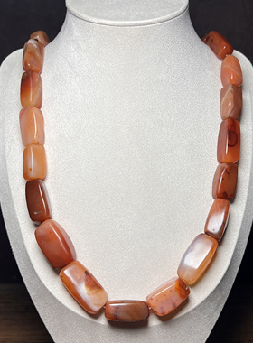 西周天然色随形老玛瑙古玉老玉收藏西亚回流多面凌形玛瑙珠项链