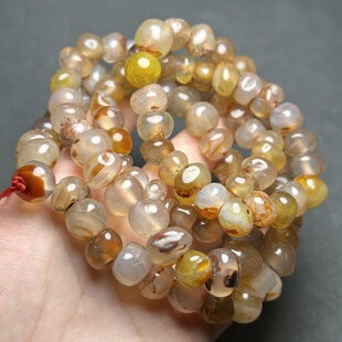 古玩收藏尼泊尔天然原石红玛瑙冰飘随型瓜珠老珠子项链手链配珠