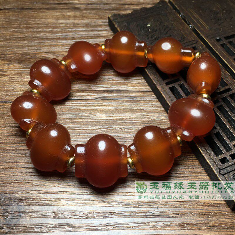 天然柿子红老玛瑙灯笼珠带棱佛珠念珠项锁骨链手链串饰品隔珠手串
