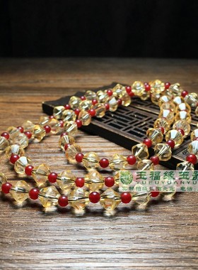 天然白水晶手串八棱型随型配珠清代项链念珠勒子管珠高古水晶手链