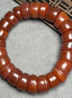 高油包浆满天然老红玛瑙大肠珠手串桶珠唐润算盘珠南红色手链男