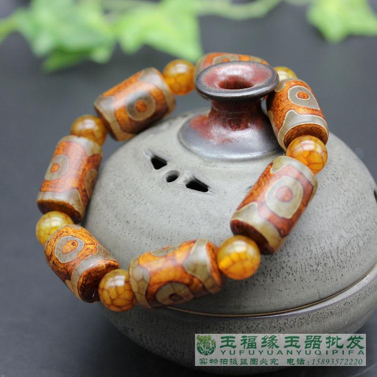 正品天然保真西藏老天珠桶珠九眼三眼手链男女款手串