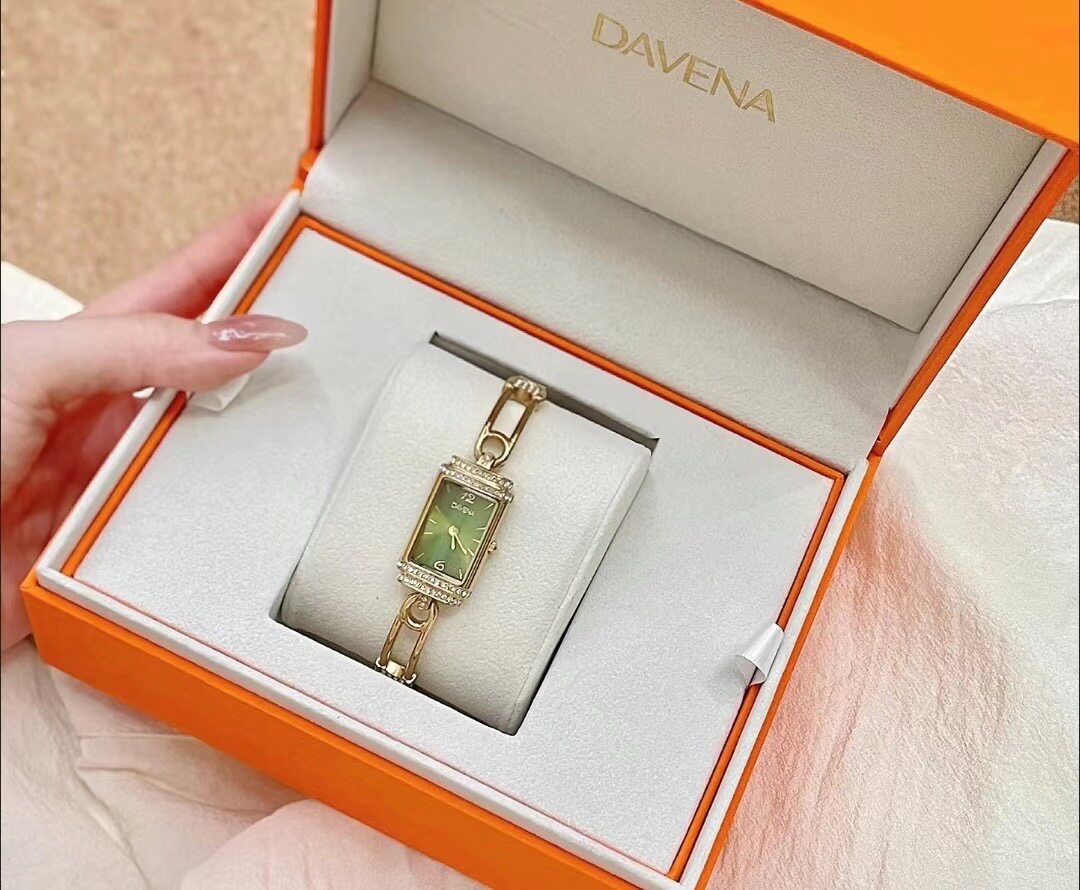【官方正品】DAVENA蒂玮娜小别针手表轻奢高级精致小绿表送女友图片